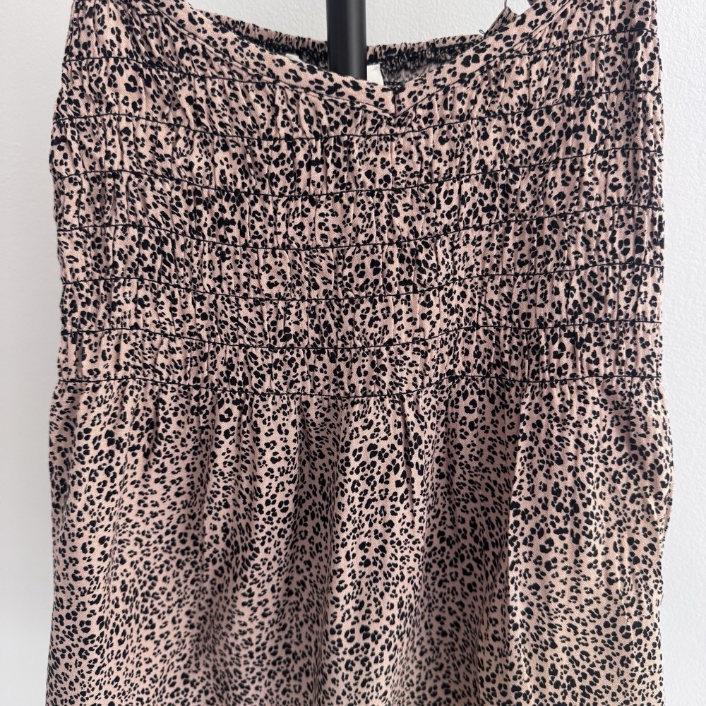 Urban Romantics Leopard Print Smocked Tank Top Womens Sz L Black Boho‎ - Picture 3 of 7